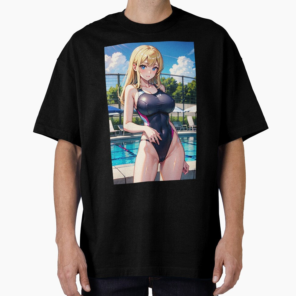 Blond Hair Anime Girl in School Swimsuit by kenvel