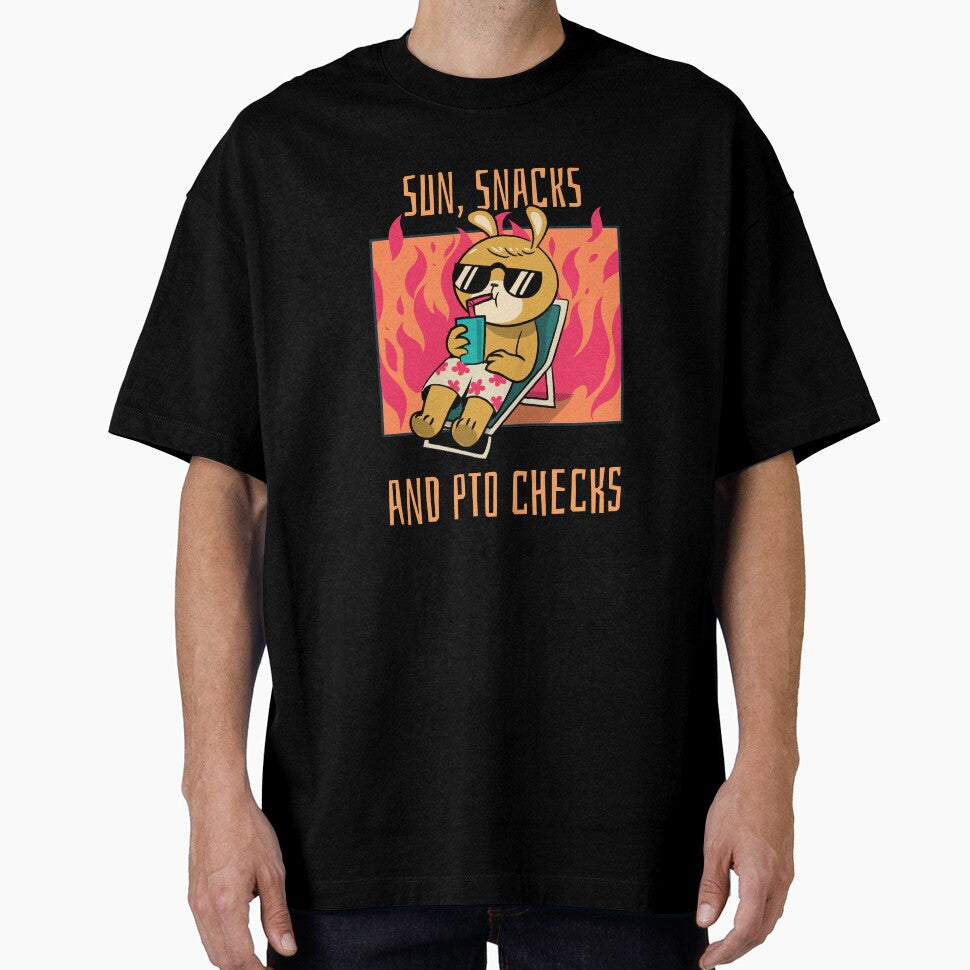 Sun,Snacks and PTO Checks T-Shirt by Echothreadz