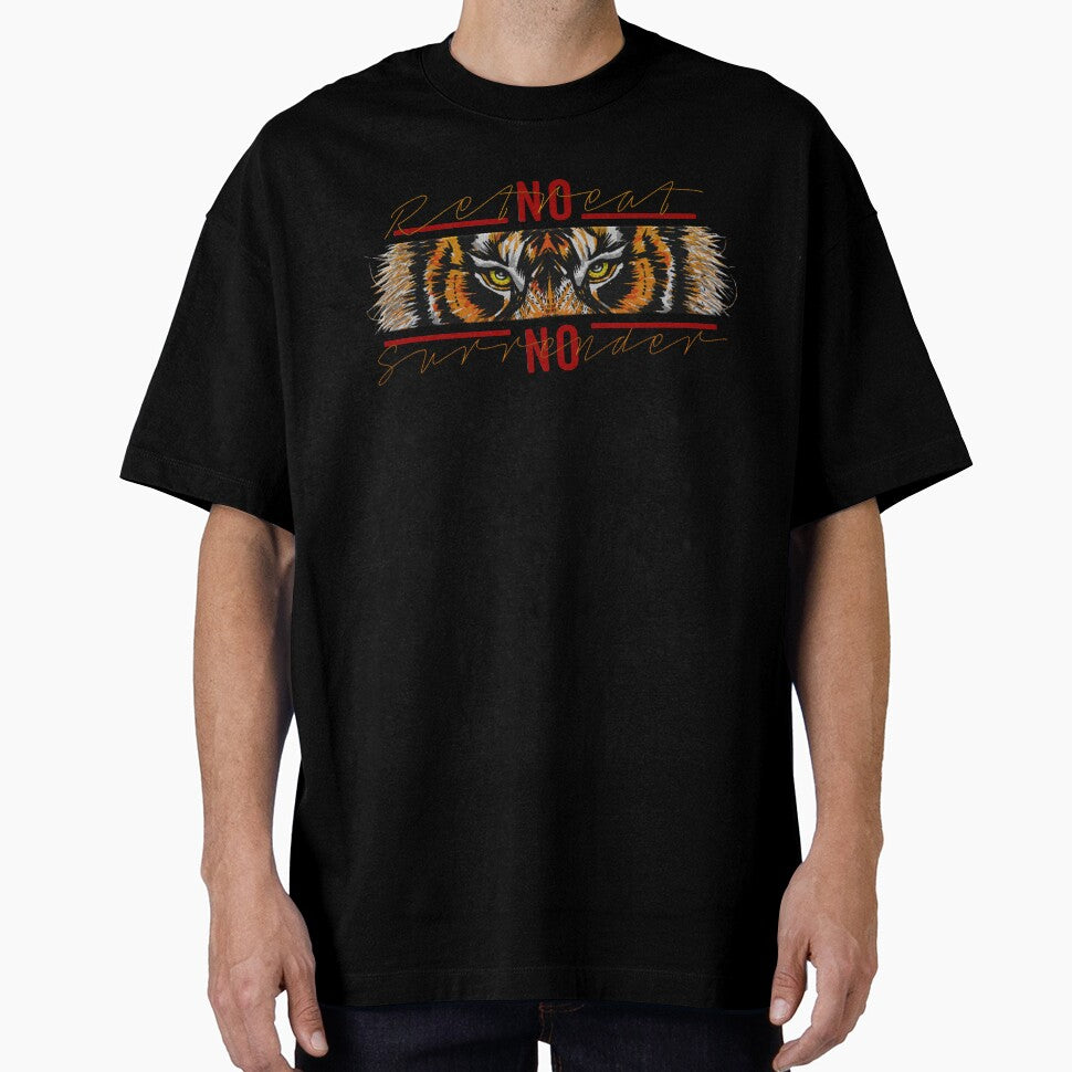 eye of the tiger - no retreat no surrender (motivational quote) embroidery iron patch textured graphic artwork by hayrpictures