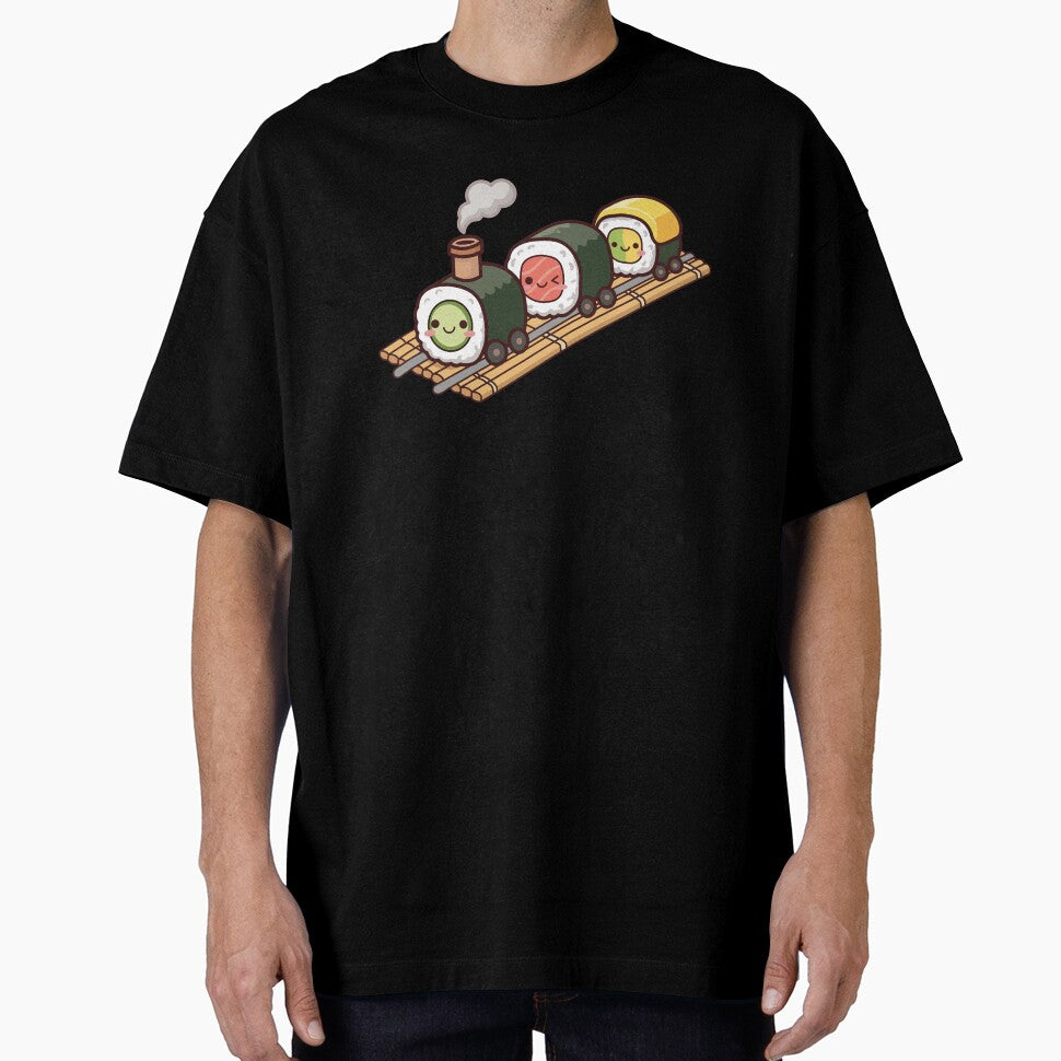 Kawaii Sushi Roll Locomotive Train on Bamboo Mat by Mochii-studio