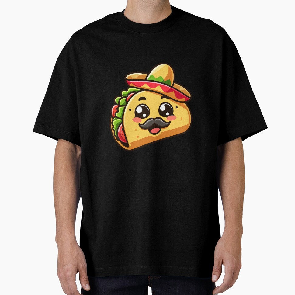 Cute Taco with Sombrero and Mustache - Fun Mexican Food by Akioos