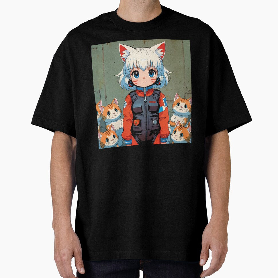 Kawaii girl with fat and tender kittens by MerlinWear