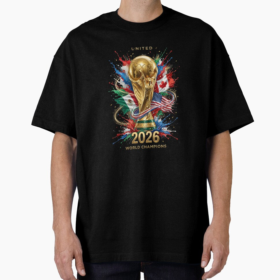 World Cup 2026 Football Celebration: Gold Trophy, USA Canada Mexico Flags by saamessart