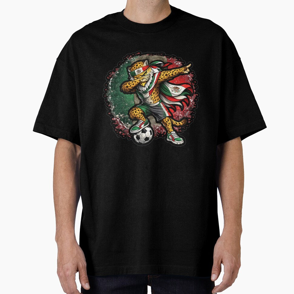 Dabbing leopard Soccer Vintage Mexico Flag by QuiteOrbit