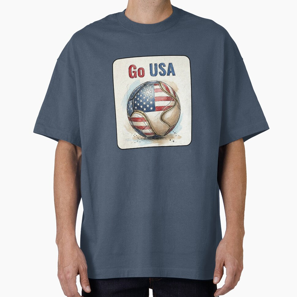 Go USA Soccer Ball Flag  | American Football Fan Graphic Tee by PryntedLabs