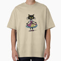 small black cat grumpy with thin legs in a dress by Firas Aljazzar
