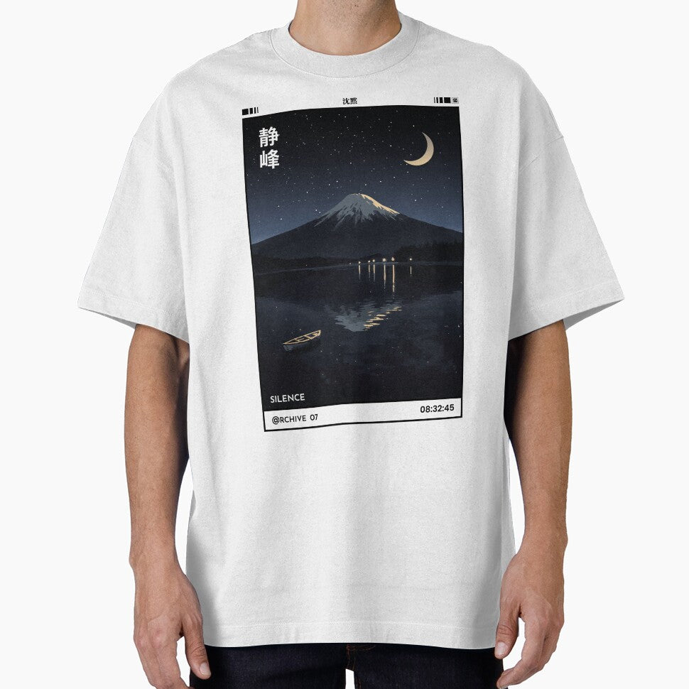 Silent Peak 静峰 | Japanese Mount Fuji Shirt | Minimal Zen Landscape WHITE by Cats&Kanji