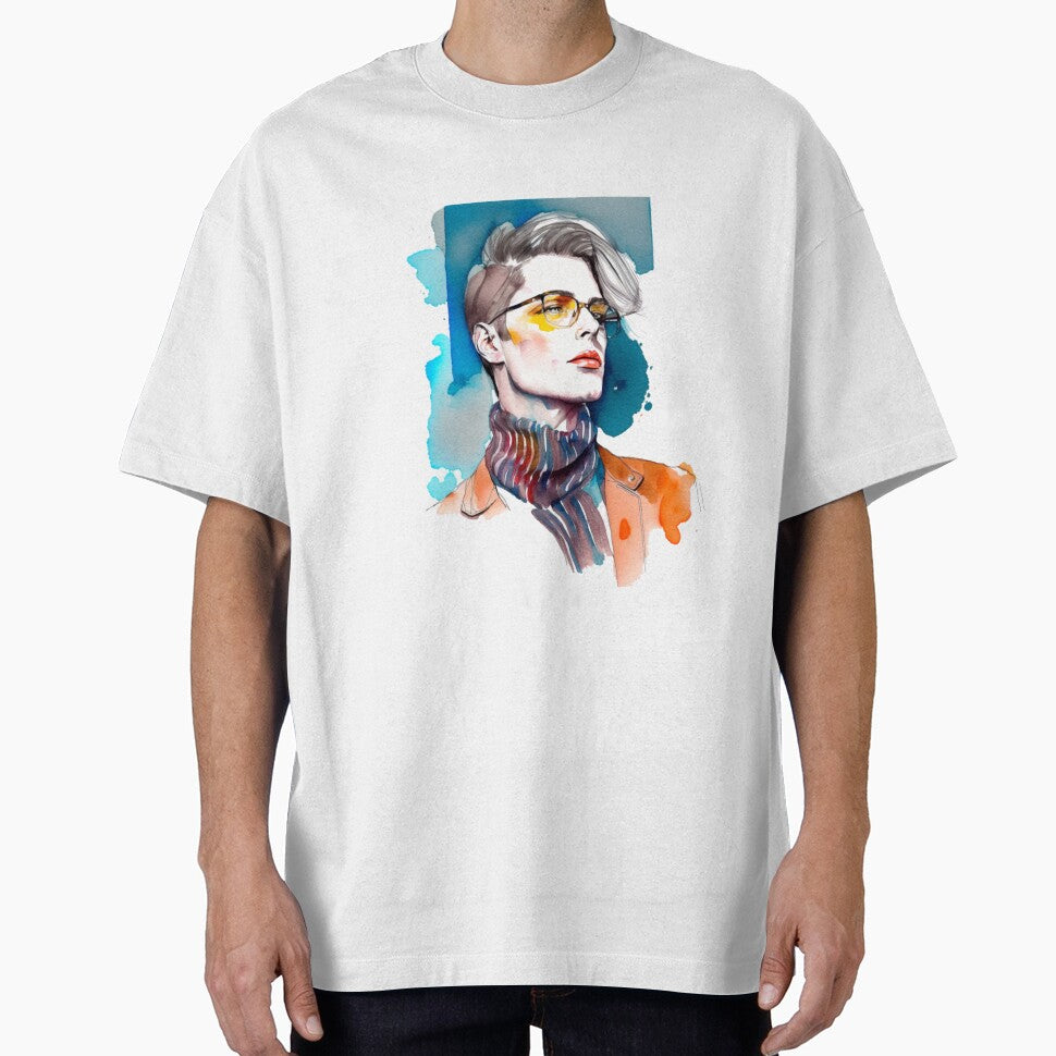 Stylish guy with glasses, watercolor, sketch by AvotArt