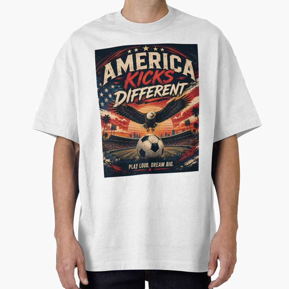 America Kicks Different – Vintage USA Soccer Eagle Retro Sports Poster by Bizertart