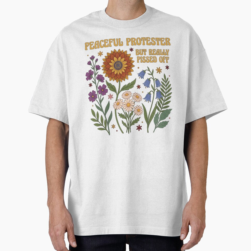 Retro Peaceful Protester But Really Pissed Off Vintage Floral by rediscoveredapp