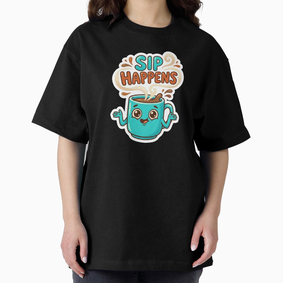 Sip Happens Funny Cute Coffee Mug by Sketchlegacy