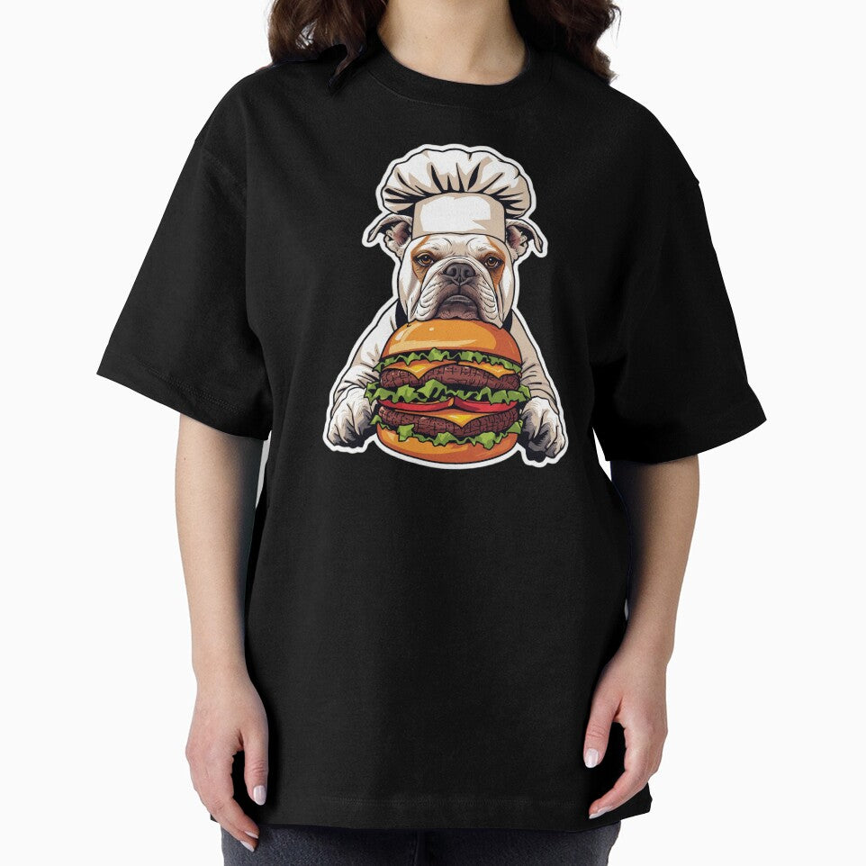 Grumpy Bulldog Chef Burger Funny Food Art Print by Sky-bully