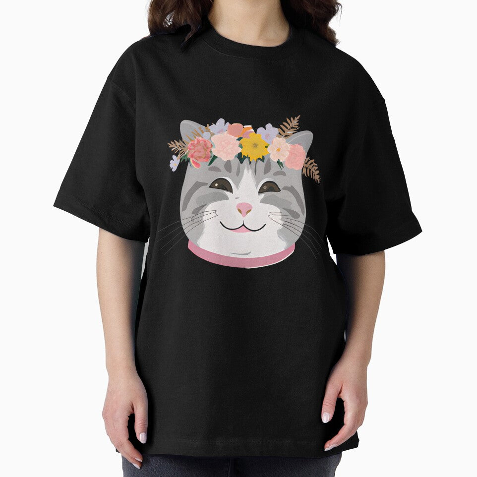 Cute Cat Meow with crown floral vintage by BOHOVIN
