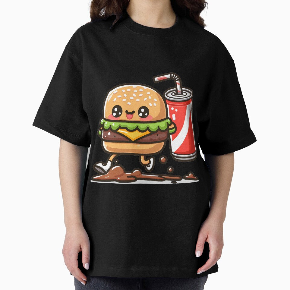 Kawaii Burger Running From Spilled Soda by CanvasCutie