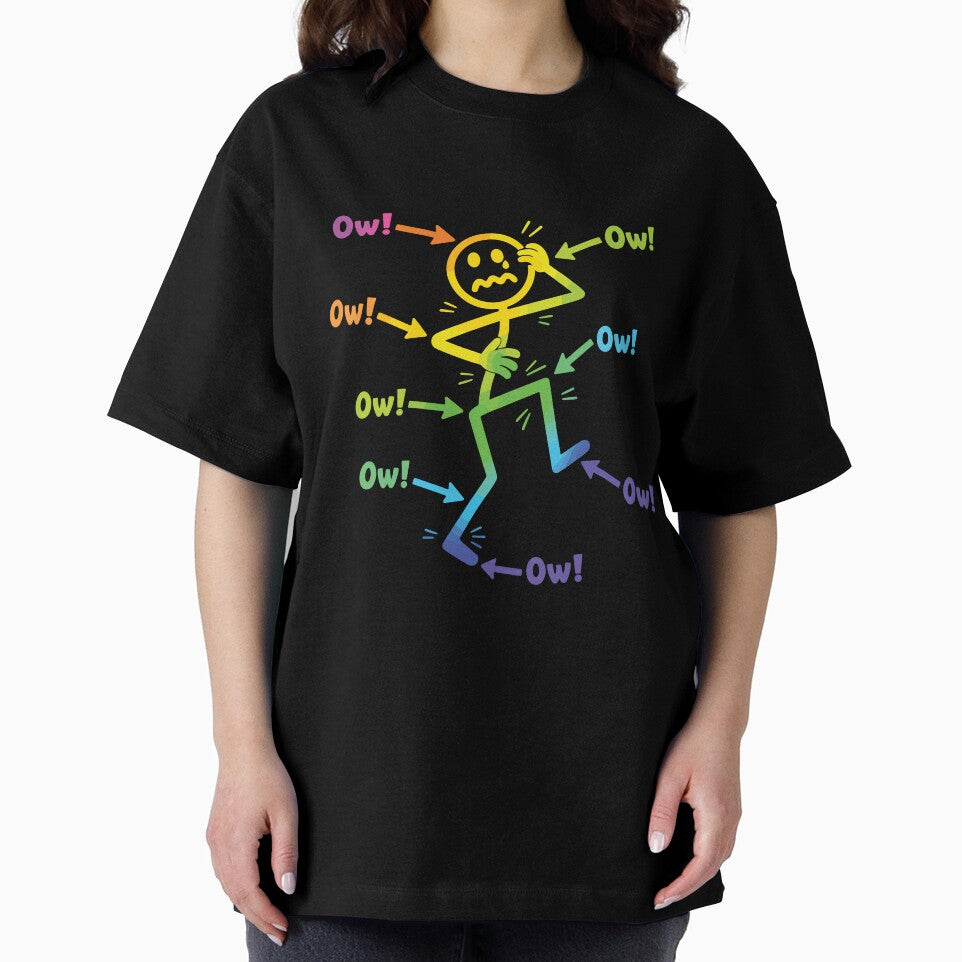 Ow Ow Ow Funny Chronic Pain Awareness Spoonie Humor Stick Figure by kiralynstration