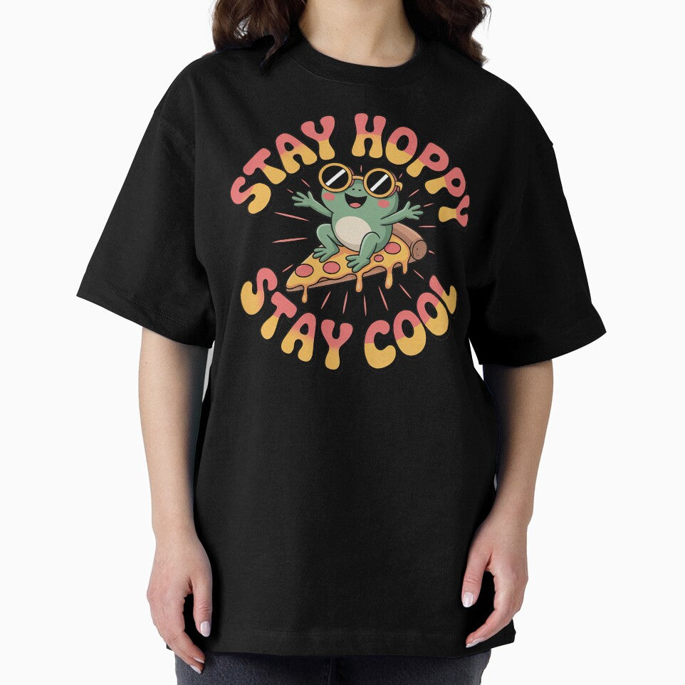 Kawaii Frog, Cute Kawaii Frog Riding On A Pizza Slice by graphic-genie