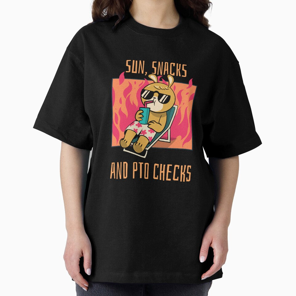 Sun,Snacks and PTO Checks T-Shirt by Echothreadz