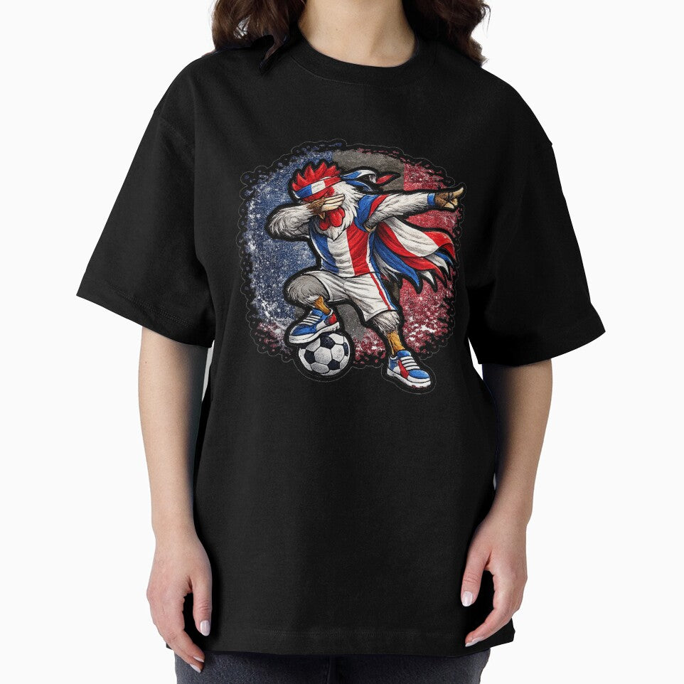 Dabbing rooster Soccer Vintage France Flag by QuiteOrbit