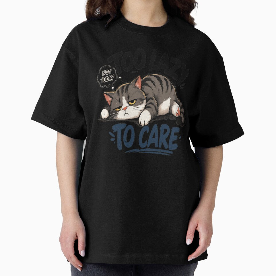 Too Lazy to Care – Funny Lazy Cat by Dusk & Dawn Apparel