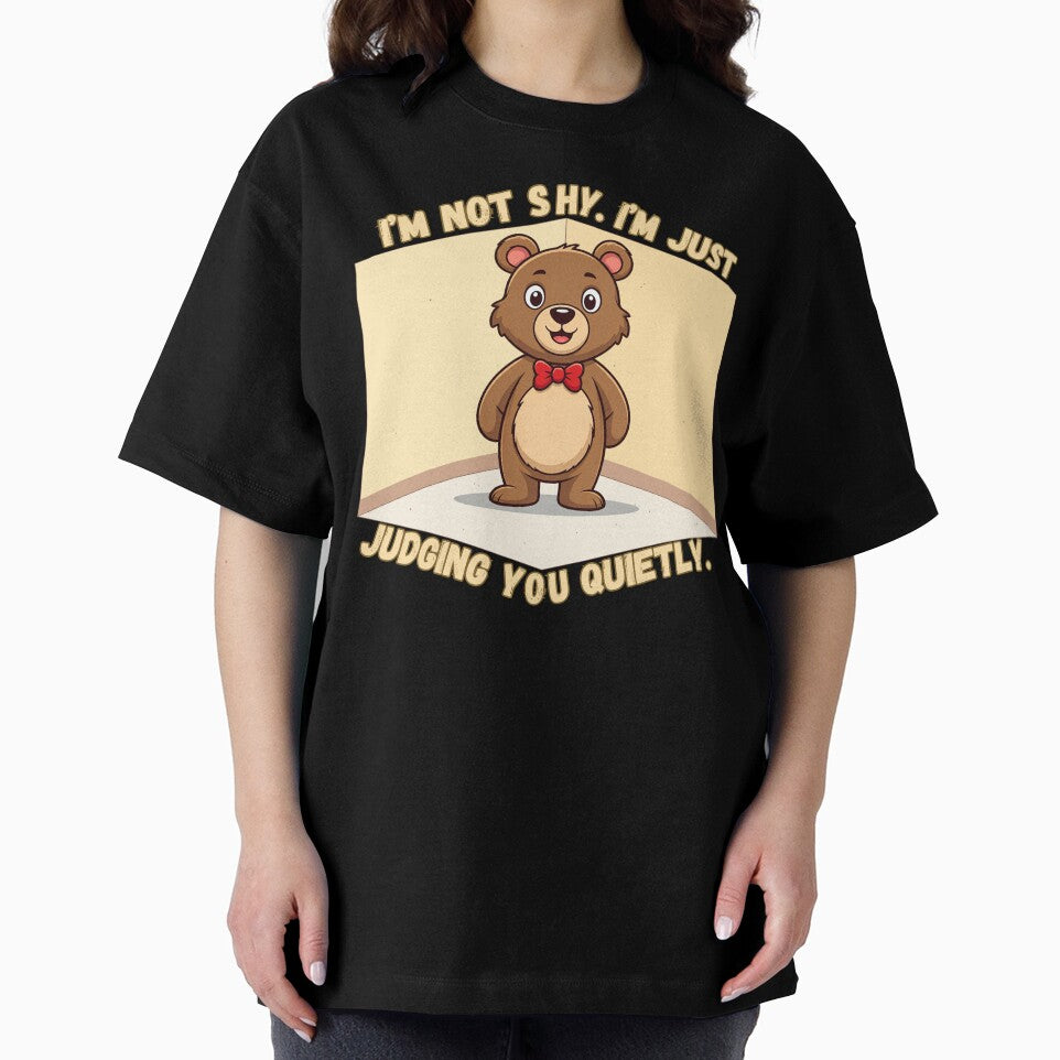 I’m Not Shy, I’m Just Judging You Quietly – Funny Bear Introvert T-Shirt by JCRockDesign