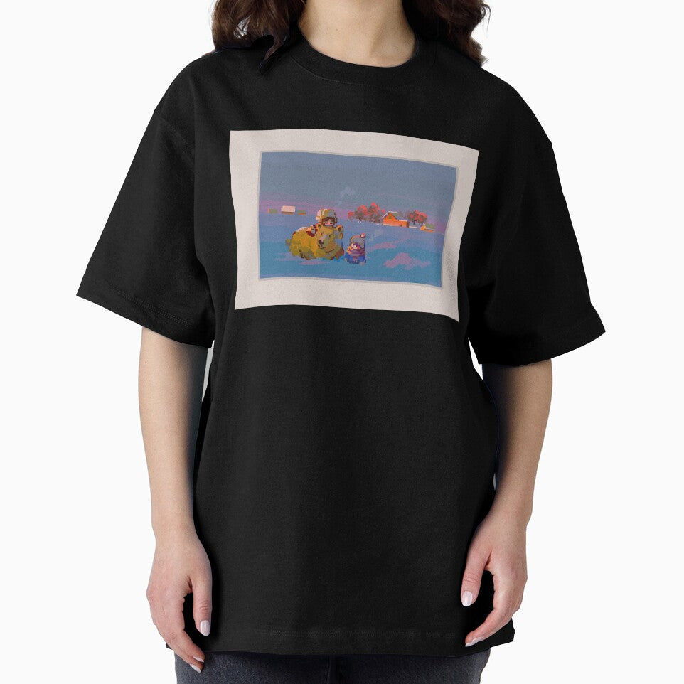 Cozy Winter Pixel Art with Bear and Character by Bobablin Pixel Shop