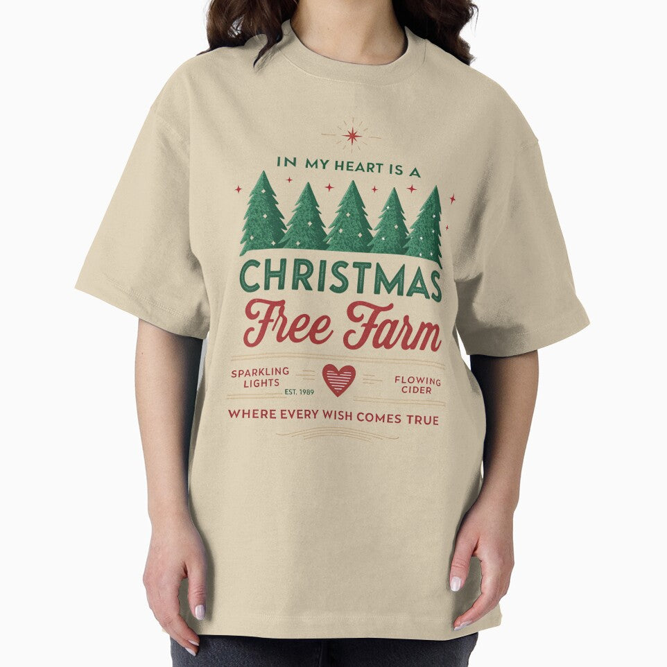 In my heart is a Christmas tree farm, fresh farm Christmas tree, Christmas crew neck, women's Christmas by Tireneart