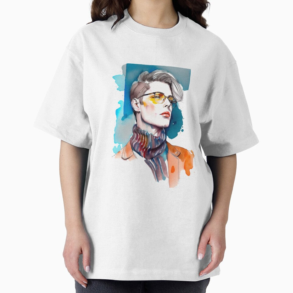 Stylish guy with glasses, watercolor, sketch by AvotArt