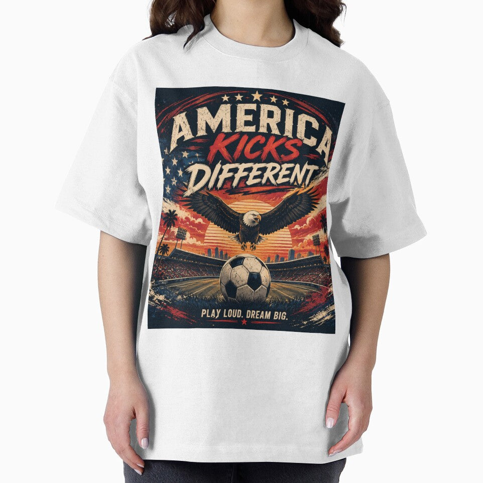 America Kicks Different – Vintage USA Soccer Eagle Retro Sports Poster by Bizertart