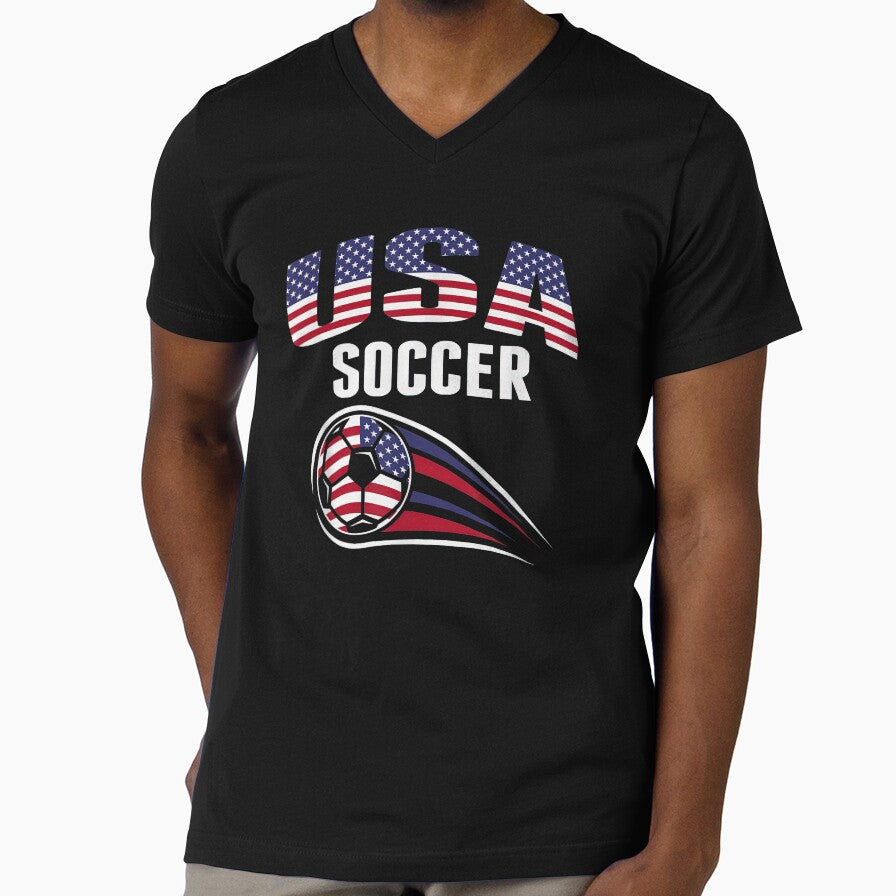 USA Soccer American Flag Soccer Ball T-Shirt  USA Football Fan Design by 3liegy