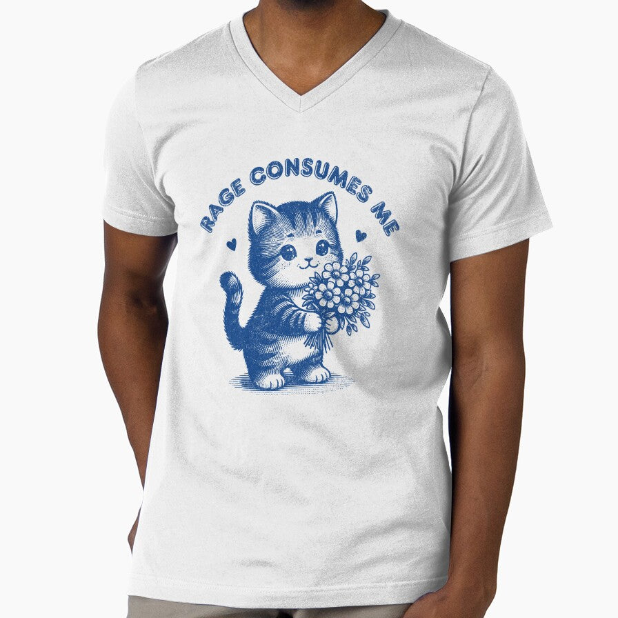 Retro Vintage Rage Consumes Me Demotivational Cute Kitty Cat by zptees