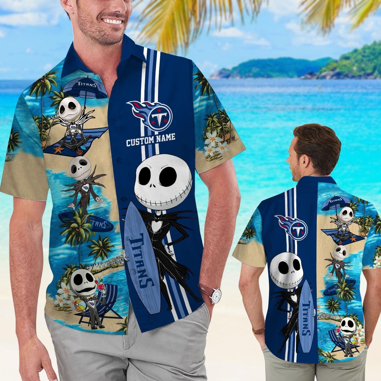 Tennessee Titans Jack Skellington Hawaiian Short Sleeve Tropical Shirt
