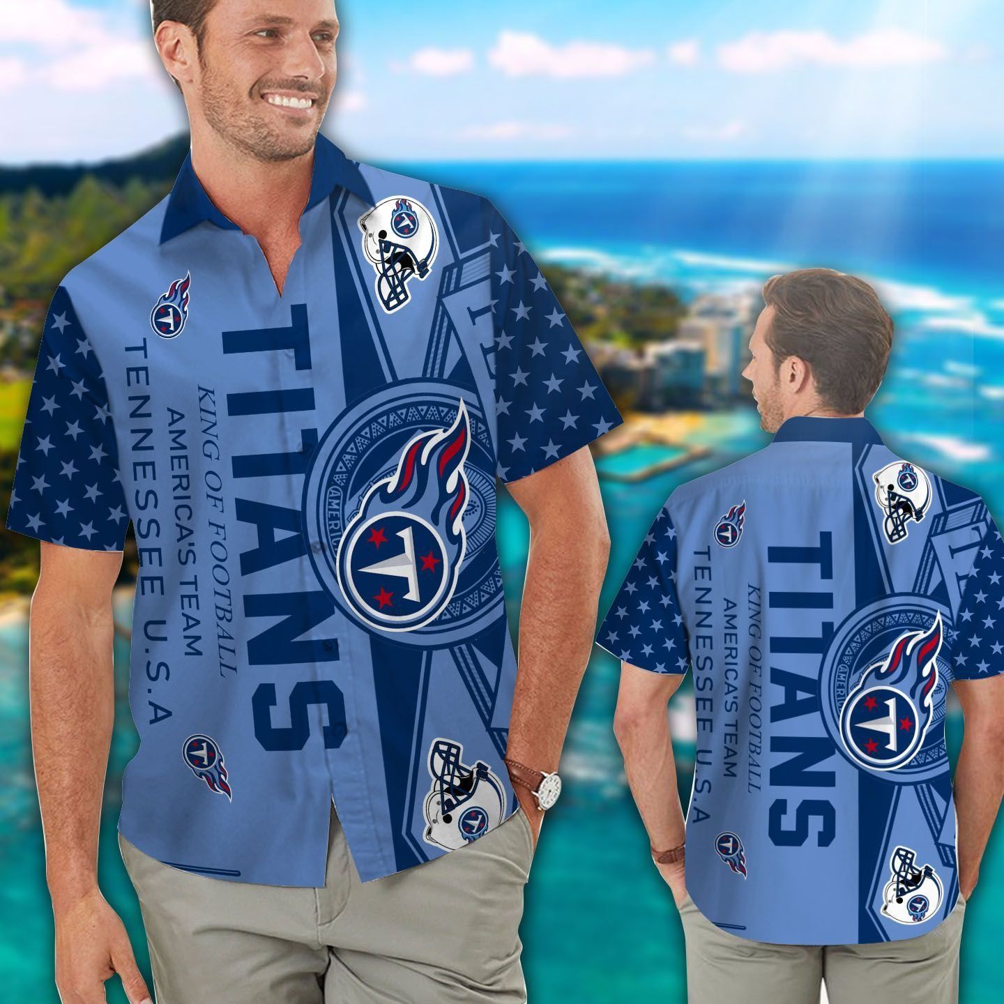 Tennessee Titans Short Sleeve Button Up Tropical Hawaiian Shirt VER015