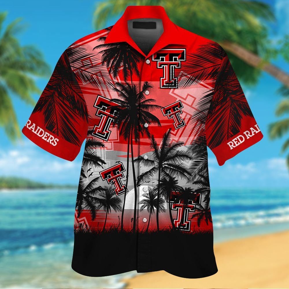 Texas TecRed Raiders Short Sleeve Button Up Tropical Shirt Hawaiian Shirt