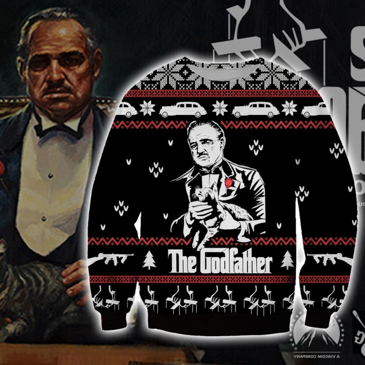 The Godfather Knitting Pattern 3D Print Ugly Christmas Sweater