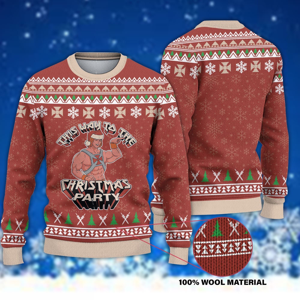 This Way To The Christmas Party He Man Ugly Christmas Sweater