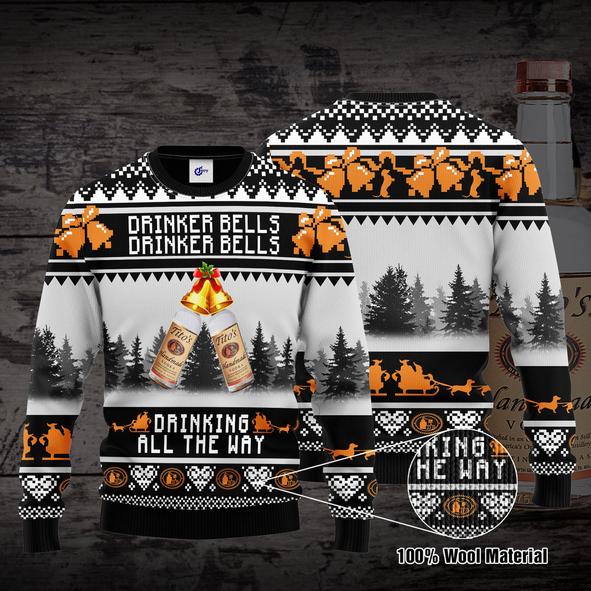 Tito’s Drinker Bells Drinker Bells Drinking All The Way Ugly Christmas Sweater, Hoodie, Zip Hoodie, Bomber Jacket