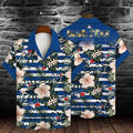 Toronto Blue Jays Hibiscus Stripes Hawaiian Shirt