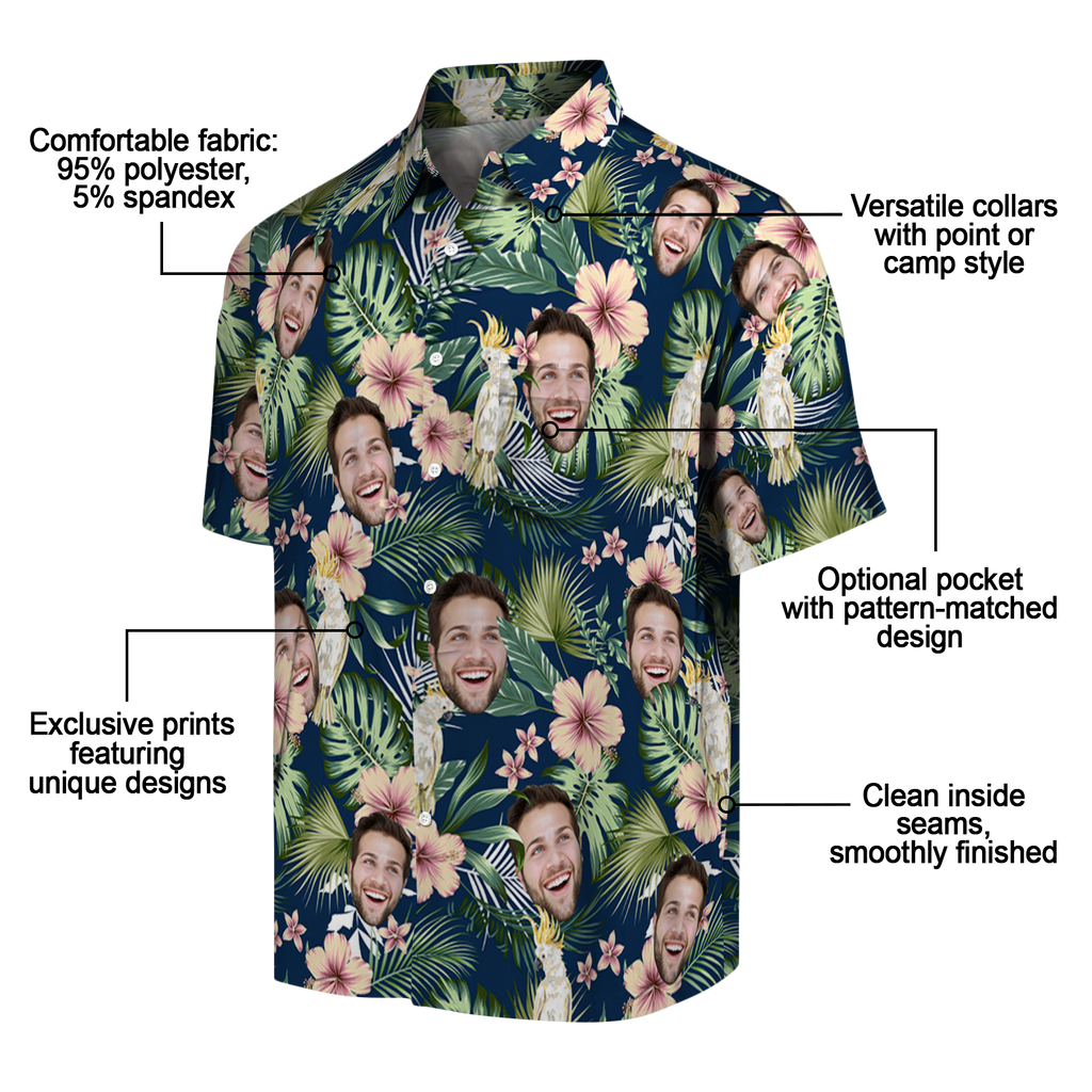 Tropical Parrot Bloom | Aloha Custom Hawaiian Shirt with Your Face or Logo