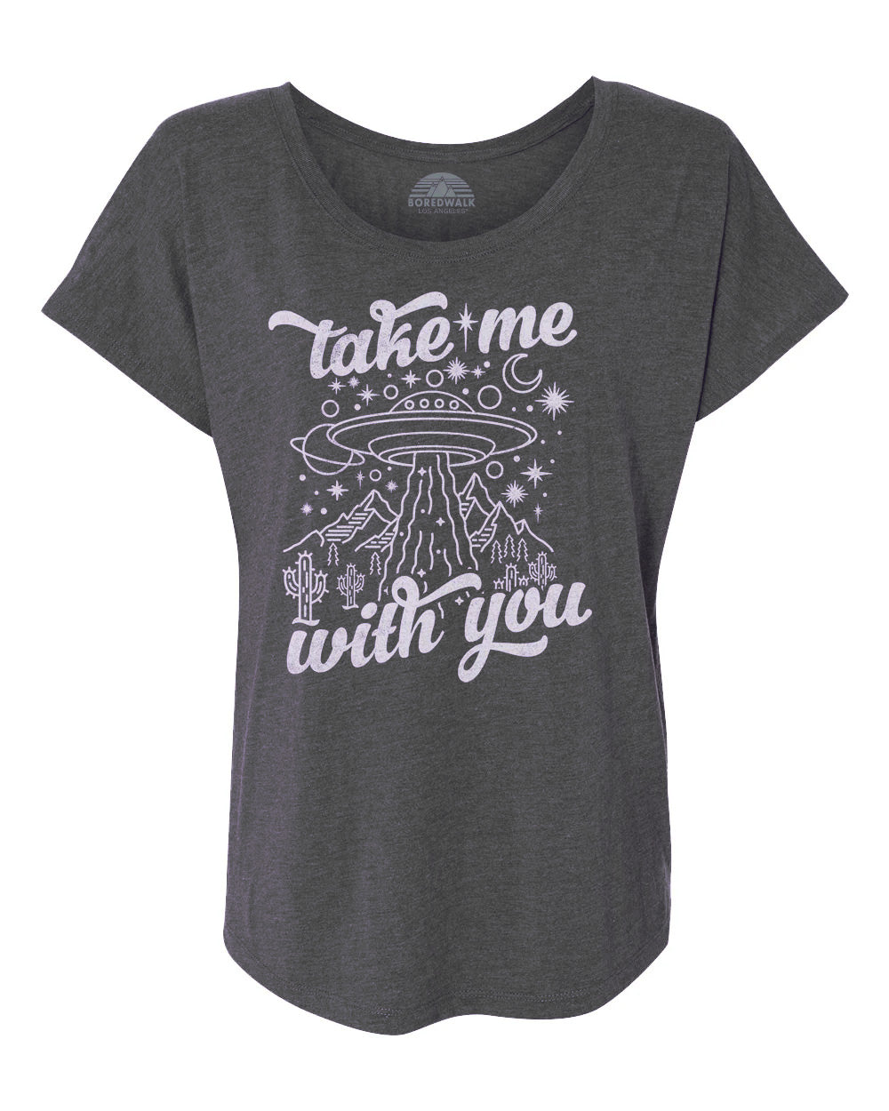 Women's Take Me With You Alien UFO Scoop Neck T-Shirt