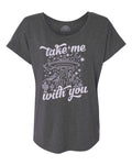 Women's Take Me With You Alien UFO Scoop Neck T-Shirt
