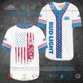 HOT United States Flag Bud Light white Baseball Jersey Shirt
