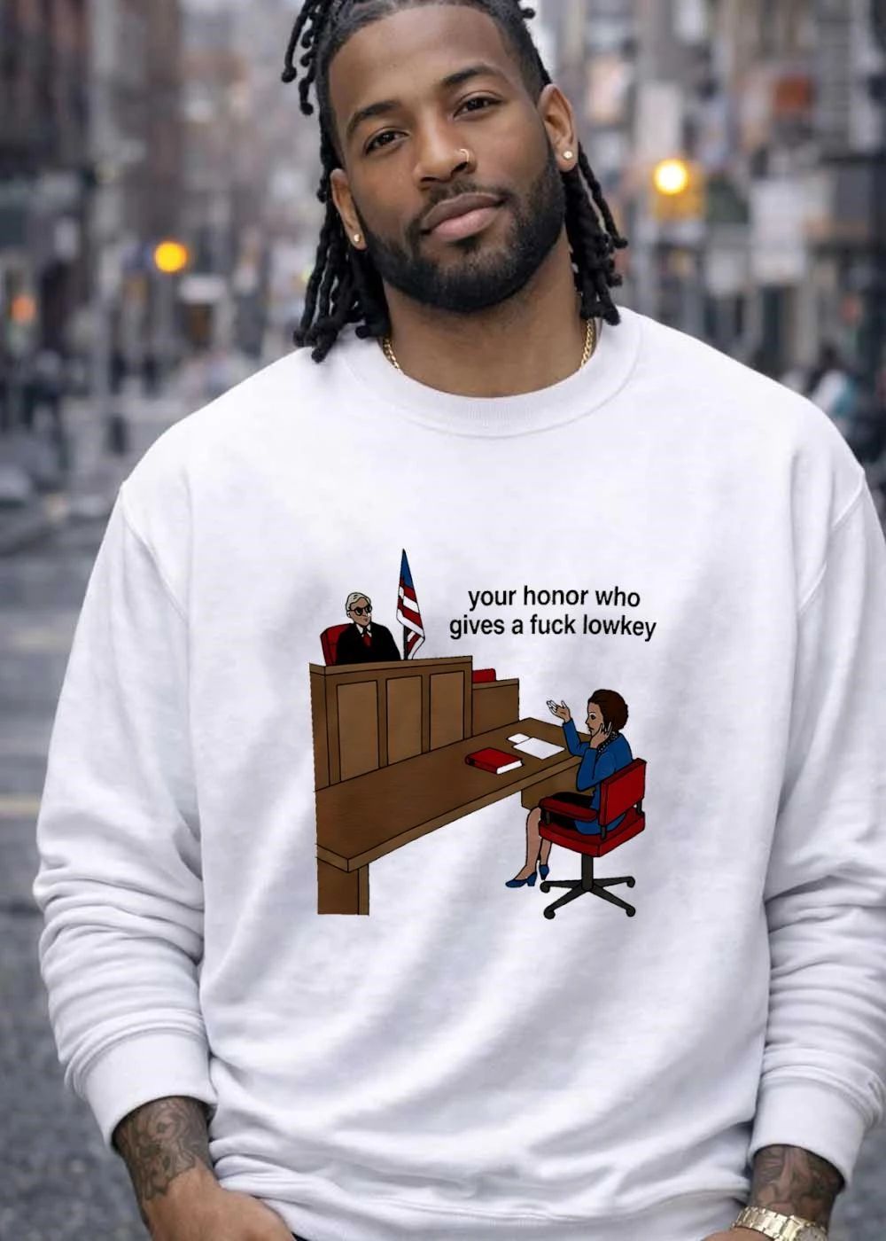 Legal Humor Your Honor Who Gives A Fuck Lowkey Courtroom Funny Graphic Shirt