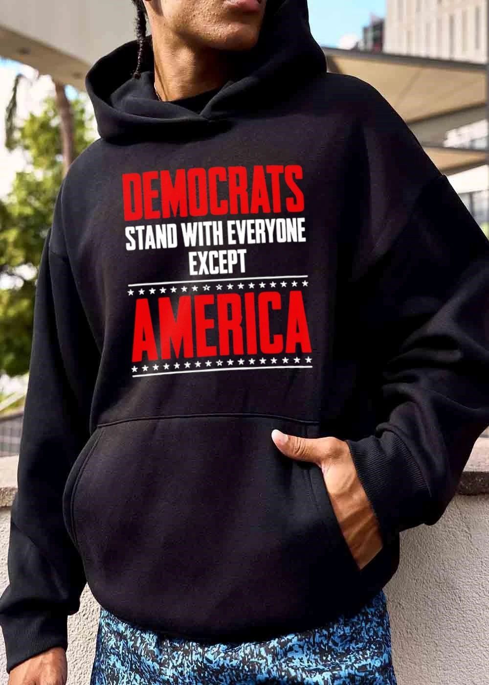 Democrats Stand With Everyone Except America Red White Typography Star Lines shirt
