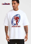 Jackson 25 Red Running Athlete Silhouette Blue Football shirt