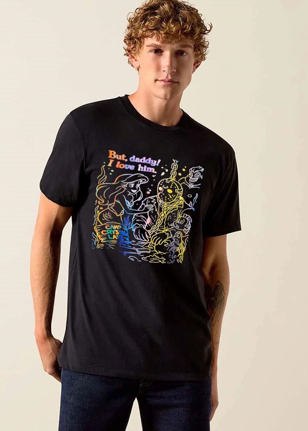 But Daddy I Love Him Camp Crystal Lake Ariel Mermaid Jason Voorhees Underwater Rainbow Line Art shirt