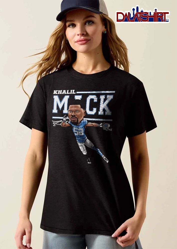 Khalil Mack Distressed Text Caricature Football Player Running Holding Helmet shirt