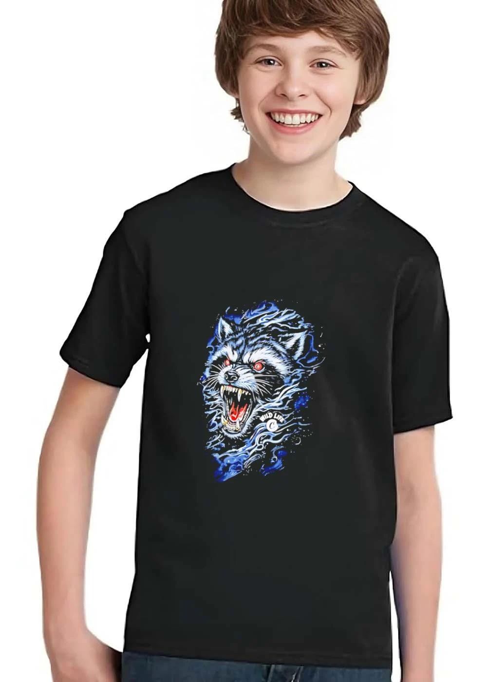 Wild Life Aggressive Snarling Raccoon Glowing Crimson Eyes shirt