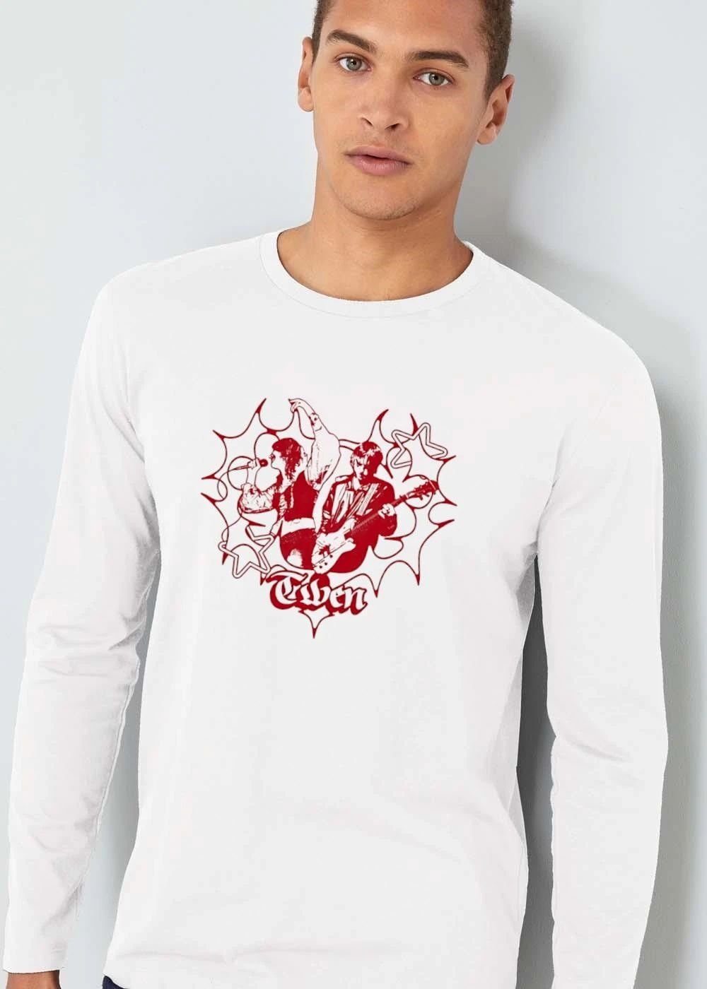 Twen Red High Contrast Singer Guitarist Stars Heart Outline shirt