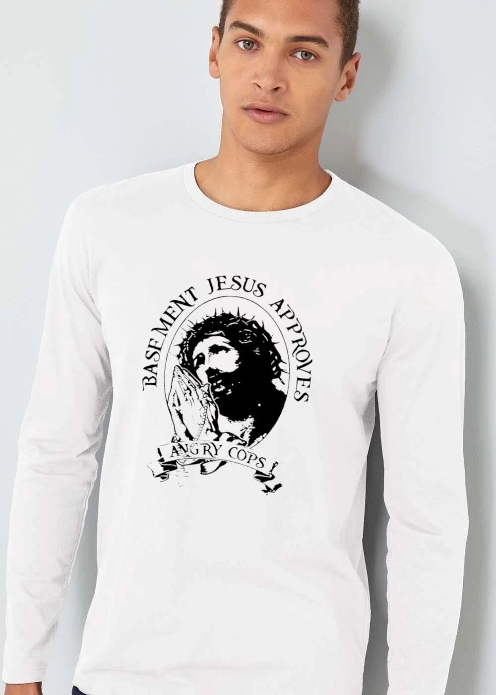 Angry Cops Basement Jesus Approves Crown Thorns Praying shirt