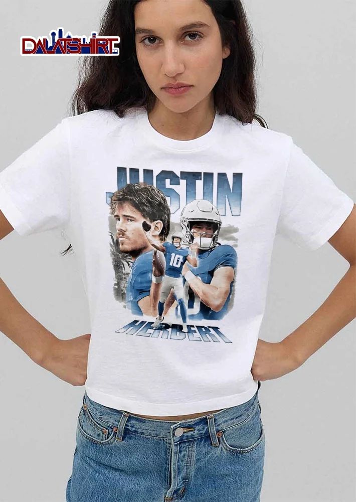 Justin Herbert Quarterback Action Collage Photo Palm Trees Bootleg shirt